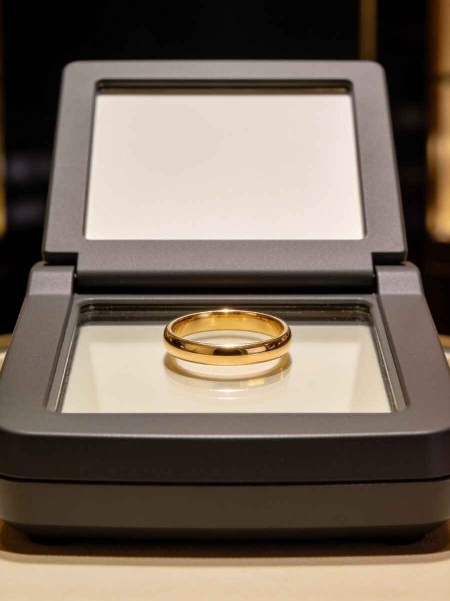 Gouden ring op de meetopening van een analyser